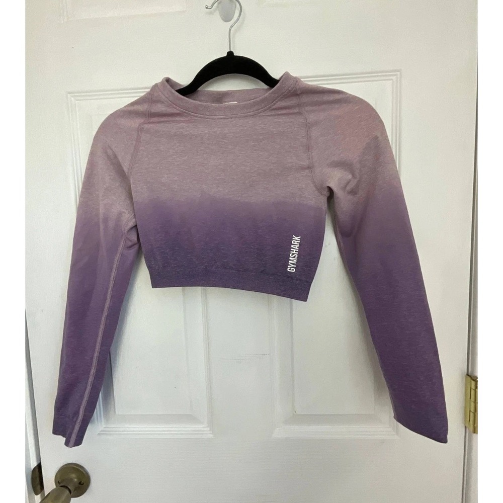 Gymshark‎ Adapt Marl Seamless Long Sleeve Crop Top Women's Small Purple Body Fit